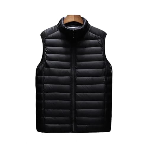 YUECIBAI Weste Vest Herren Baumwolle Weste Halsband Ärmelloser Reiß Verschluss Jacke Einfarbig Baumwolle Weste Jacke Mit Taschen XXXL Schwarz von YUECIBAI