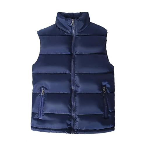 YUECIBAI Weste Vest Herren Bekleidung Herren Stand Kragen Ärmellose Daunen Weste Mit Reiß Verschluss Taschen Warme Bequeme Weste Für Winter XL Blau von YUECIBAI