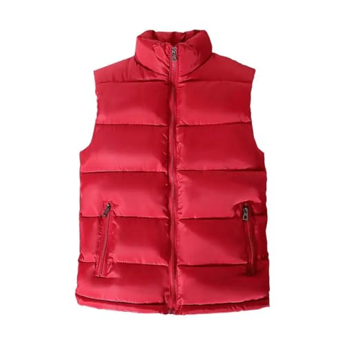 YUECIBAI Weste Vest Herren Bekleidung Herren Stand Kragen Ärmellose Daunen Weste Mit Reiß Verschluss Taschen Warme Bequeme Weste Für Winter XXL Rot von YUECIBAI