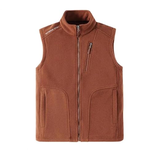 YUECIBAI Weste Vest Herren Weste Mit Reiß Verschluss Taschen Ärmellose Stand-Up-Kragen-Weste Wärmedämmung Weste Jacke XXXL Dunkelbraun von YUECIBAI