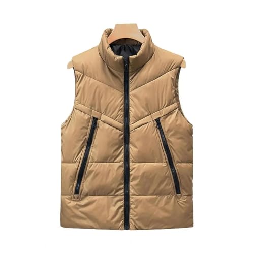 YUECIBAI Weste Vest Männer Weste Baumwolle Weste Jacke Mit Stand Kragen Reiß Verschluss Placket Für Männer Weste Mantel Mit Taschen Solid XL Khaki von YUECIBAI