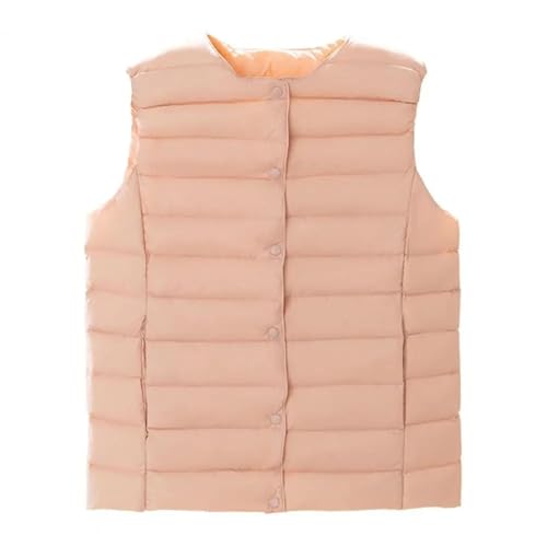 YUECIBAI Weste Vest Mantel Ärmellose Puffer Weste Jacke Ultra Dünne Warme Leichte Daunen Jacke Weste Damen Weste Mantel XXL Pink von YUECIBAI