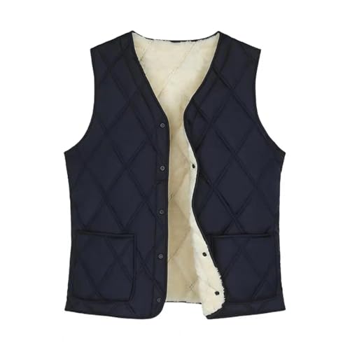 YUECIBAI Weste Vest Samt Weste Herren Samt Weste V-Ausschnitt Mit Plüsch Futter Für Styli Sch Für Wärme XL Navyblue von YUECIBAI