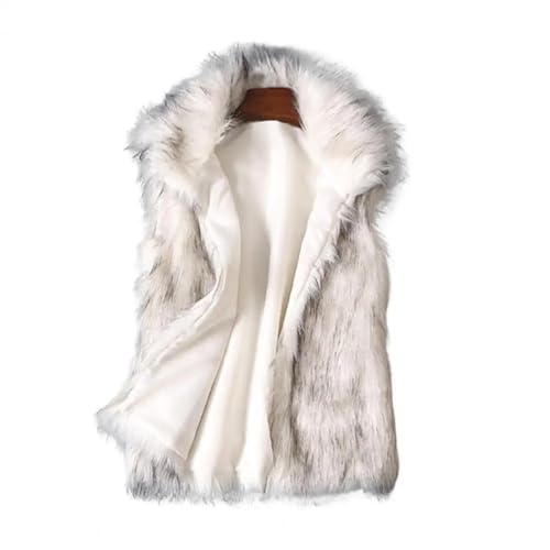 YUECIBAI Weste Vest Trend Ige Flauschige Weste Lose Damen Weste Einreihige Thermische Warme Verdickte Weste Jacke 3XL Weiß von YUECIBAI