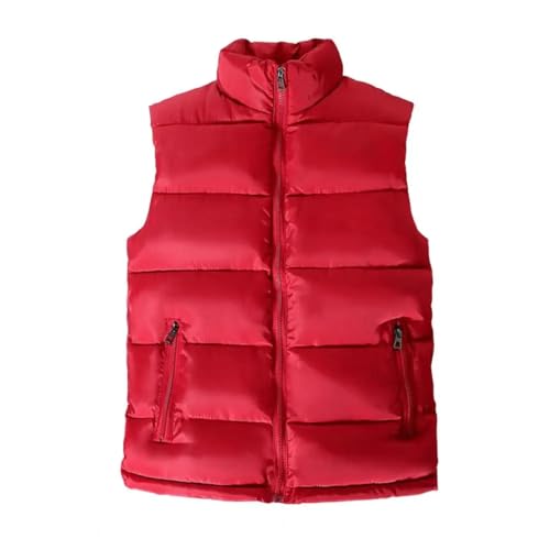 YUECIBAI Weste Vest Trendy Herren Weste Verschleiß Feste Weste Einfarbig Schlank Fit Weste Reiß Verschluss 2XL Rot von YUECIBAI