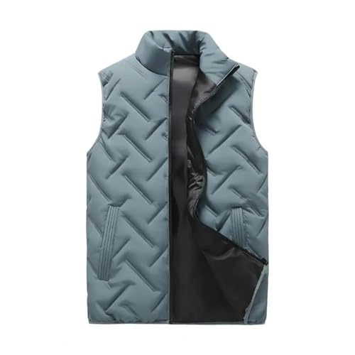 YUECIBAI Weste Vest Weste Herren Winterst Änder Kragen Ärmellose Weste Mit Reiß Verschluss Taschen Einfarbig Verdickt XXXL Grün von YUECIBAI