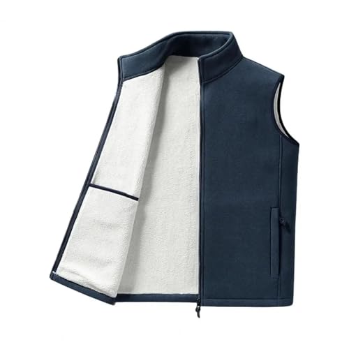 YUECIBAI Weste Vest Weste Mantel Kragen Ärmel Los Weste Mit Samt Innen Schicht Weste Jacke L Blau von YUECIBAI