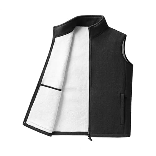 YUECIBAI Weste Vest Weste Mantel Kragen Ärmel Los Weste Mit Samt Innen Schicht Weste Jacke XXXL Schwarz von YUECIBAI