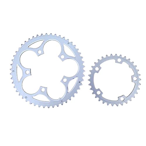 YUEKOPOU Kettenblatt,Aluminum Alloy Chain, Chainring, Road Bicycle Chainring Double Sprocket Chainwheel MTB Folding Bike Round Chain Wheel Silvery Chainrings for Bikes(50 34t) von YUEKOPOU