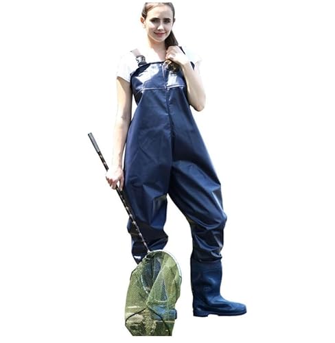 YUEKOPOU Pocket Mud Pants, Wathose Crosswater, Chest Waders with Boots,PVC Insulated Fishing Waders for Men and Women,Cleated Bootfoot Wader(Size 43=Foot Length cm 26.1-26.5) von YUEKOPOU