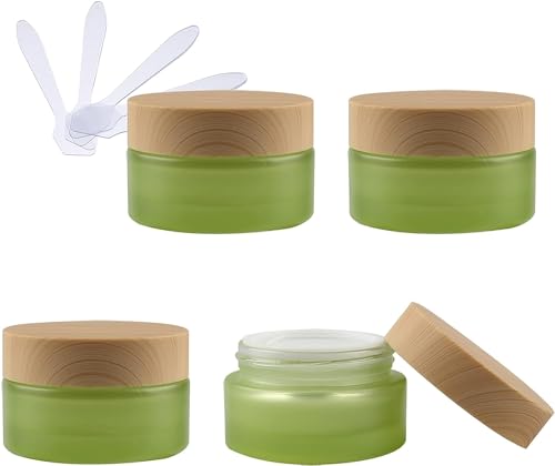 YUEKOPOU Reisetöpfe für Creme, Kosmetiktiegel, Travel pots for Cream,4 PC Empty Green Glass Cosmetic Jars with Screw Lid, Small Containers Storage Pot for Cosmetic Travel(30ml) von YUEKOPOU