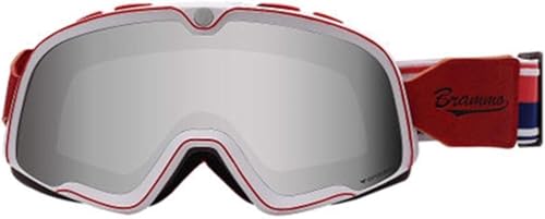 YUEKOPOU Retro-Brille, Motocross-Brille, Motorradbrillen Motorradbrille Vintage Motocross Klassische Brille Pilot Roller Helm Retro Brille Brillen(White silver) von YUEKOPOU