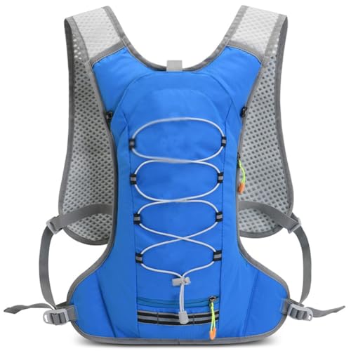 YUEKOPOU Rucksack Wasserspeicher, Outdoor Wasserbeutel, Running Water Bottle Vest,Vest Weights,Lightweight and Breathable, Night Reflective Strips, Hose Retention Strap for Marathon,(Blue) von YUEKOPOU