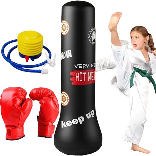 YUEMING Boxsack für Kinder, Aufblasbarer Boxsack mit Boxhandschuhen, 160cm Standboxsack für Kinder, Stehender Boxsack, Geschenke für Kinder von 3-12 Jahren zum Üben von Karate, Taekwondo YUEMING Boxsack für Kinder, Aufblasbarer Boxsack mit Boxhandschuhen, 160cm Standboxsack für Kinder, Stehender Boxsack, Geschenke für Kinder von 3-12 Jahren zum Üben von Karate, Taekwondo von YUEMING