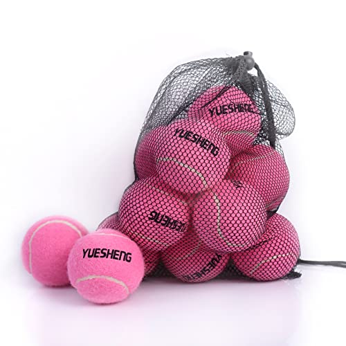 YUESHENG Tennisbälle Rosa Tennisball, Trainingsbälle für fortgeschrittene Anfänger, tennisbälle Hund, 12er Pack mit Netztasche für einfache von YUESHENG