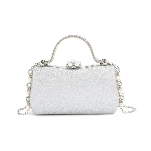 YUEZHAN Abendtasche Damen Clutch Abendkleid-Tasche Damen-Perlen-Handtasche Mit Kreuz-Leichensack-Abschluss Ball-Dinner-Party 19 * 5,5 * 11 Silber YUEZHAN Abendtasche Damen Clutch Abendkleid-Tasche Damen-Perlen-Handtasche Mit Kreuz-Leichensack-Abschluss Ball-Dinner-Party 19 * 5,5 * 11 Silber von YUEZHAN
