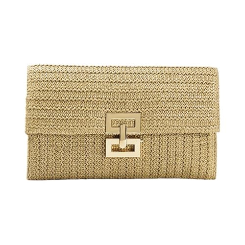 YUEZHAN Abendtasche Damen Clutch Damen Abend Tasche Einfacher Clutch-Geldbeutel Strohhalm-Umschlag-Clutch-Party-Hochzeits Tasche Khaki YUEZHAN Abendtasche Damen Clutch Damen Abend Tasche Einfacher Clutch-Geldbeutel Strohhalm-Umschlag-Clutch-Party-Hochzeits Tasche Khaki von YUEZHAN