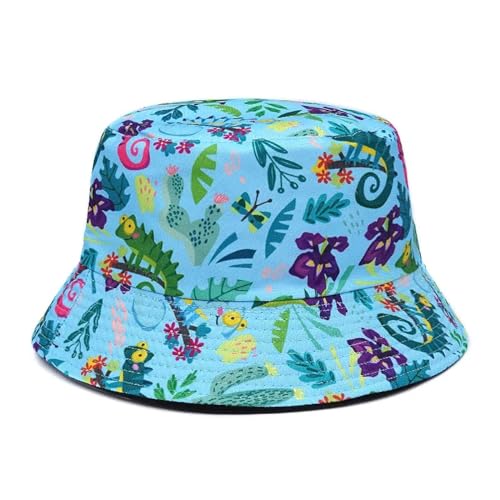 YUEZHAN Bucket Hat Hut Damen Herren Eimer Hut Frauen Floral Print Seite Baumwolle Reversible Sonnenschutz Kappe Herren Hut Fischer Hüte M56-58Cm M564-2 von YUEZHAN