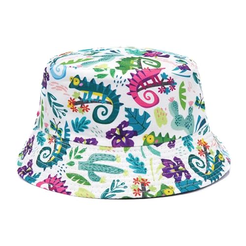 YUEZHAN Bucket Hat Hut Damen Herren Eimer Hut Frauen Floral Print Seite Baumwolle Reversible Sonnenschutz Kappe Herren Hut Fischer Hüte M56-58Cm M564-3 von YUEZHAN