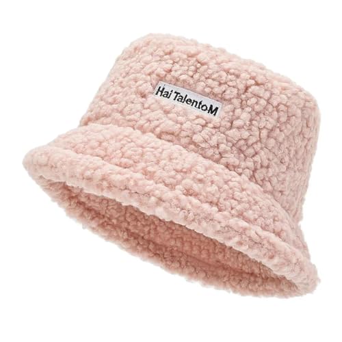 YUEZHAN Bucket Hat Hut Damen Herren Frauen Mädchen Eimer Hut Plüsch Warm Fischer Hut Outdoor Wind Dicht Schüssel Hüte Straße Kälteschutz Cap Hüte B-Pink von YUEZHAN