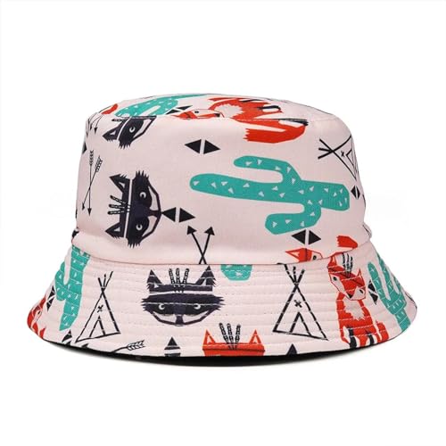 YUEZHAN Bucket Hat Hut Damen Herren Hut Umkehrbare Eimer Hüte Männer Cartoon Print Hip Hop Kappen Frauen Angeln Fischer Hut 56-58Cm 24 von YUEZHAN