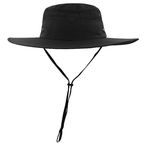 YUEZHAN Bucket Hat Hut Damen Herren Trocken Schnell Übergroße Hut Kappe Großkopf Mann Outdoor Angeln Sonnenhut Lady Beach Plus Größe Hut M55-59Cm Schwarz von YUEZHAN