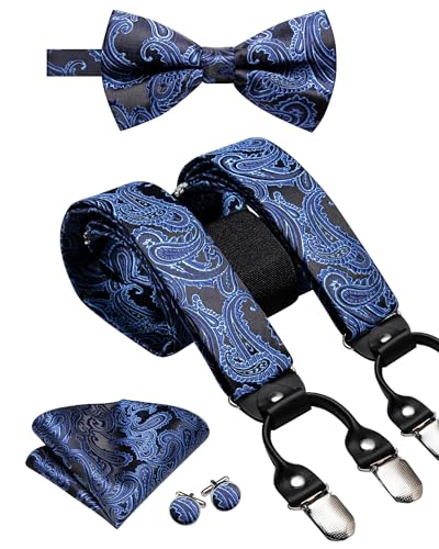 YUEZHAN Hosenträger Suspender Vintage Seide Herren Hosenträger Set Mode Gold Floral Hosenträger Und Fliege Set Leder Metall 6 Clips Hosenträger Bd-3066 YUEZHAN Hosenträger Suspender Vintage Seide Herren Hosenträger Set Mode Gold Floral Hosenträger Und Fliege Set Leder Metall 6 Clips Hosenträger Bd-3066 von YUEZHAN