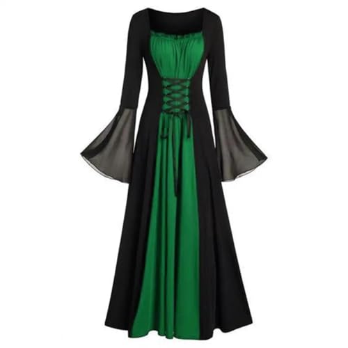 YUEZHAN Hübsche Kleid Kleider Dress Damen Kleid Mit Quadratischem Hals Stil Kleid Vintage Stil Ausgebratetes Kleid Elegantes Abend Party Kostüm Frauen Abend Party Kleidung M Grün von YUEZHAN