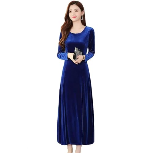 YUEZHAN Hübsche Kleid Kleider Dress Frauen Kleid Große Schaukel Lang Ärmel Iges Kleid A-Linie Weich Warm Dick Pullover Lady Prom Party Abendkleid 3XL Blau von YUEZHAN