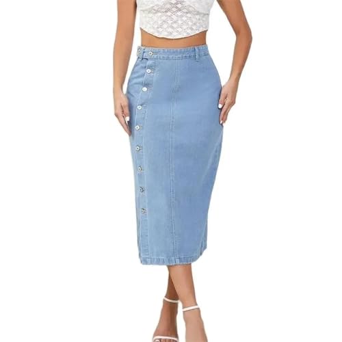 YUEZHAN Hübscher Rock Bleistiftrock Damen Einreihiges Einreihiges Halbkörper Kleid Elegantes Büro Mit Lässiger Taille Weiblicher Verwickelter Jeans Rock Seitlich von YUEZHAN