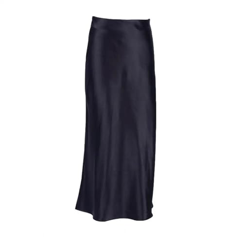 YUEZHAN Hübscher Rock Bleistiftrock Damen Frauen Mode Satin Dekoration Vintage Chic Weiblich Hohe Taille Lange Röcke M Schwarz von YUEZHAN