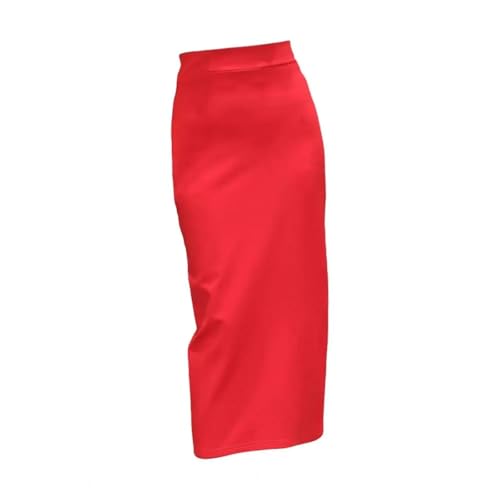 YUEZHAN Hübscher Rock Bleistiftrock Damen Frauen Rock Mit Hoher Taille Damen Rock Mit Hoher Taille Schlitz Design Für Office Lady Elegant L Rot von YUEZHAN