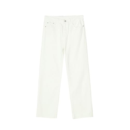 YUEZHAN Jeans Pantalon Mode Für Herren Im Retro-Basic-Stil Minimalistische Jeans Schmal Geschnittene Herrenhose M Weiß von YUEZHAN