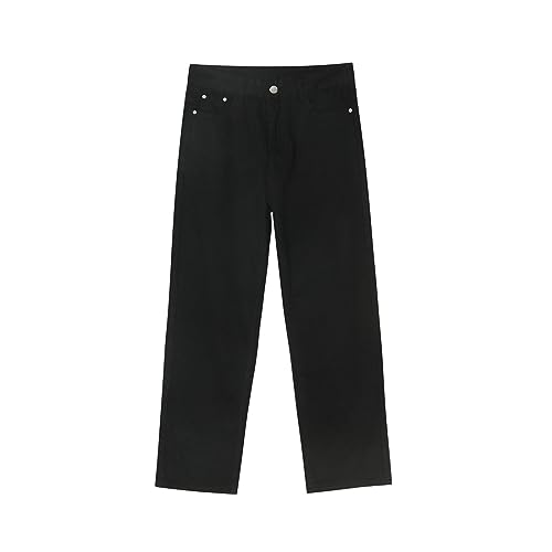 YUEZHAN Jeans Pantalon Mode Für Herren Retro-Basic-Stil Minimalistische Jeans Schmal Geschnittene Herrenhose S Schwarz von YUEZHAN