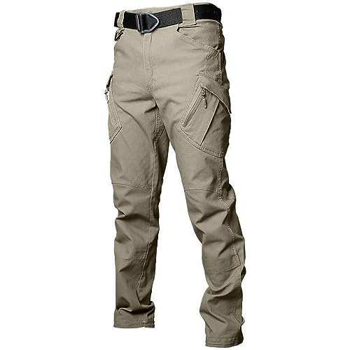 YUEZHAN Jeans Pantalon Mode Taktische Hosen Herren Lose Multi Pocket Arbeitskleidung Hosen Herren Multi Pocket Outdoor Hosen XL Khaki von YUEZHAN