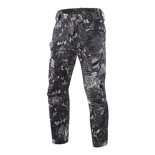 YUEZHAN Jeans Pantalon Modische Outdoor-Camouflage-Ladehose Taktische Hose Plüsch-Skihose Radhose XXXL Schwarzes Muster von YUEZHAN