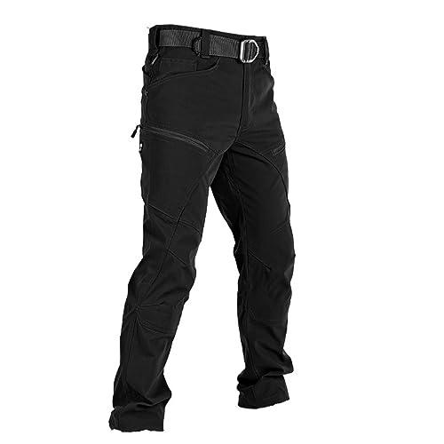 YUEZHAN Jeans Pantalon Modische Taktische Hose Für Herren Schmale Passform Trainingshose Mit Mehreren Taschen Arbeitskleidung Hose Für Den Außenbereich Wasserdicht Herren L Schwarz von YUEZHAN