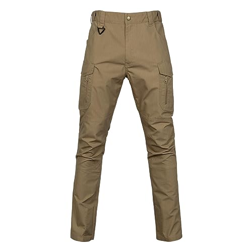 YUEZHAN Jeans Pantalon Modische Taktische Multi-Pocket-Hose Für Stadtpendler wasserdichte Arbeitshose Für Das Training 32 Khaki von YUEZHAN