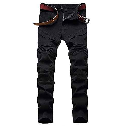 YUEZHAN Jeans Pantalon Modische Weiße Jeans Personalisierte Herrenmode-Hose 34 Schwarz von YUEZHAN