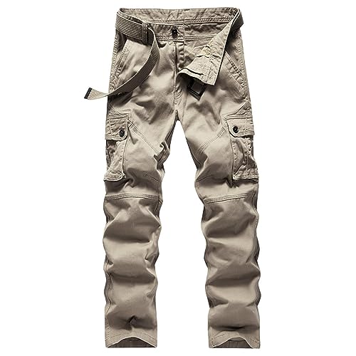 YUEZHAN Jeans Pantalon Übergroße Locker Sitzende Arbeitshose Für Herren Modische Verschleißfeste Outdoor-Taktikhose Mit Mehreren Taschen XL Khaki von YUEZHAN