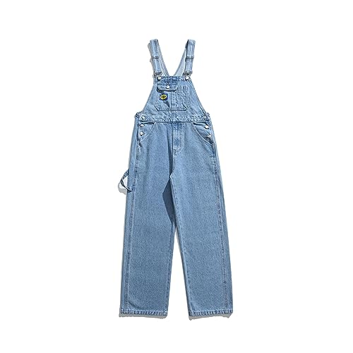 YUEZHAN Jeans Pantalon Workwear-Denim-Hosenträger Für Männer Und Frauen Locker Sitzender Retro-Overall In Schwarz Mit Weitem Bein Für Männer M Blau von YUEZHAN