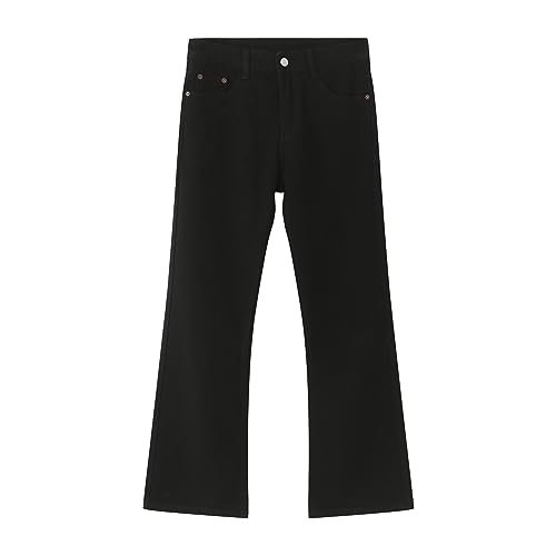 YUEZHAN Jeans Pantalon Zeigen Sie Beinlänge Mehrfarbige Jeans Modisch Und Vielseitig Zeigen Sie Dünne Weite Beine Leicht Ausgestellt Gewaschen Gerade Und Trendige Männer M Reines Schwarz von YUEZHAN