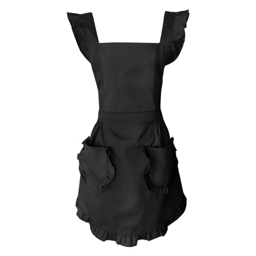YUEZHAN Küche Schürze Apron Küche Kochen Baumwolle Schürze Kleid Für Frauen Damen Heim Tee Nagel Shop Backen Arbeit Schürzen Kellner Saubere Maid Sexy Lätzchen Rüschen Type2-Black YUEZHAN Küche Schürze Apron Küche Kochen Baumwolle Schürze Kleid Für Frauen Damen Heim Tee Nagel Shop Backen Arbeit Schürzen Kellner Saubere Maid Sexy Lätzchen Rüschen Type2-Black von YUEZHAN