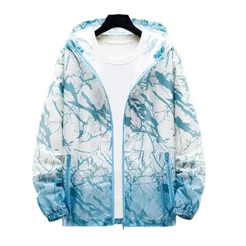 YUEZHAN Pullover Sweatshirt Hoodie Herren Bedruckte Langarm Jacke Farbverlauf Mit Kapuze Herren Mantel Mit Reiß Verschluss Taschen Styli Sch Atmungsaktiv Weich Outdoor XXL Light Blue von YUEZHAN