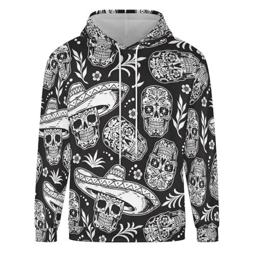 YUEZHAN Pullover Sweatshirt Hoodie Mode Warmer Hoodie Einfarbig Lose Vintage Print Casual Hoodie XL Style-1 von YUEZHAN