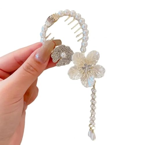 YUEZHAN Stirnband Haarband Damen Damen Pferdes Chwanz Klaue Strass Lange Quaste Blumen Klipper Multi Zähne Haar Dekoration Haar Bun Clipper Haarschmuck A von YUEZHAN