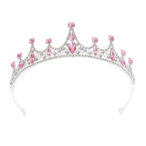 YUEZHAN Stirnband Haarband Damen Damen Prinzessin Krone Glänzende Strass Steine Intarsien Hochzeit Tiara Stirnband Haarschmuck Faux Kristall Krone Mit Pin Fixes Rosa von YUEZHAN