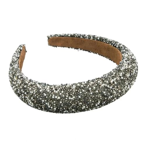 YUEZHAN Stirnband Haarband Damen Haarreif Leichter Eleganter Strass-Haarreif Für Frauen Stirnband Mit Erhabenem Design Leicht Für Stilvolles Grau von YUEZHAN