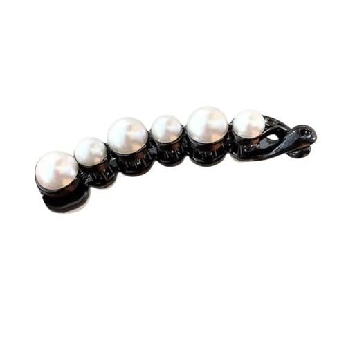 YUEZHAN Stirnband Haarband Damen Stilvolle Dame Pferdes Chwanz Halter Faux Pearl Dekor Haarfeste Clip Farbe Passend Pferdes Chwanz Barrette Schwarz von YUEZHAN