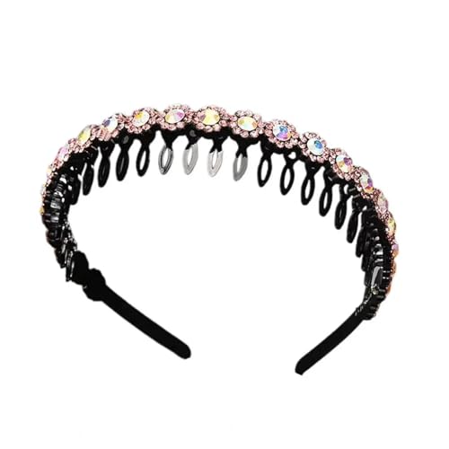 YUEZHAN Stirnband Haarband Damen Zähne Kamm Rutsch Feste Haar Reifen Stabile Haar Verschluss Glänzende Strass Steine Blumen Dekor Mädchen Stirnband Haarschmuck I von YUEZHAN